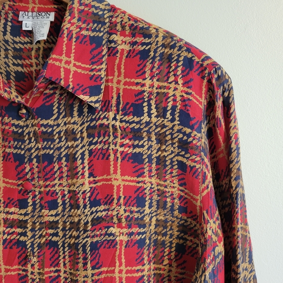 Vintage 100% Silk Blouse Size Large - Picture 4 of 12